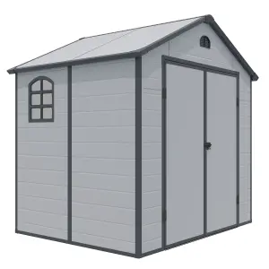 Rowlinson Airevale 8x6 Plastic Apex Shed Light Grey with Assembly