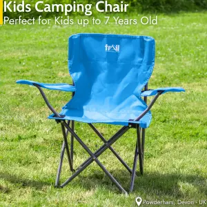 Kids Camping Chair Lightweight Folding Outdoor Childrens Seat With Rucksack Trail - Blue