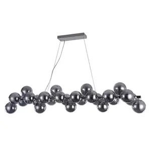 Luminosa Modern Hanging Pendant Chrome 25 Light  with Smoky Shade, G9