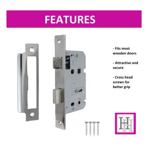 Bathroom Mortice Lock Nickel Sashlock 3" 76mm Bolt Through Reversable Bath Door