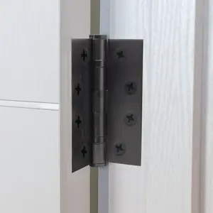 EAI 4" Fire Door Hinges 4" Stainless Steel Grade 13  - 102x76x3mm - Square - Black - Pair - Including Screws