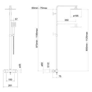 Square Chrome Thermostatic Overhead Shower Kit with Form Basin Mixer Tap & Bath Filler Set inc. Waste Set