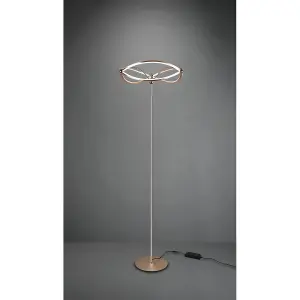 Luminosa Charivari Modern LED Integrated Floor Lamp Brass Matt 3000K with Footswitch - UK Stock