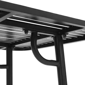 Black 160cm W Outdoor Garden Dining Table with Metal Slatted Top