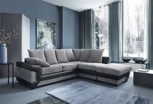 Arlo Corded Fabric Sofa with Leather-Effect Arms Right Hand Facing Corner