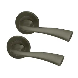 Intelligent Hardware - Internal Door Handle - Pair - Lever on Round Rose - Scimitar - Metal Grey