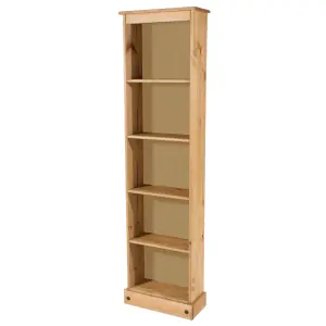 Core products, Premium  Corona tall narrow bookcase, antique waxed pine