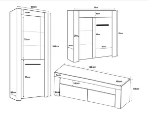 Furneo High Gloss & Matt White Living Room Set TV Stand Sideboard Display Cabinet Milano White LED Lights