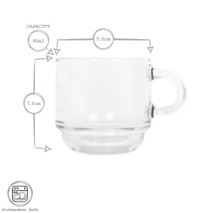 Cozy Stacking Glass Espresso Cups - 90ml - Pack of 12