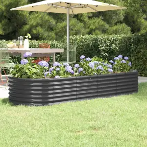 Berkfield Garden Planter Powder-coated Steel 224x80x36 cm Anthracite