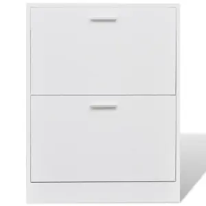 White Wooden Shoe Cabinet with 2 Compartments