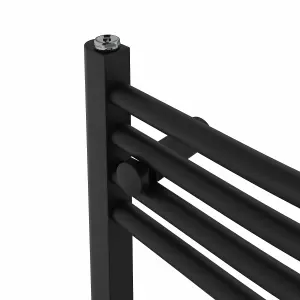 Rinse Bathrooms Electric Heated Towel Rail Curved Black Bathroom Towel Radiator 1600x600mm - 800W