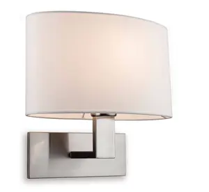 Luminosa Webster 1 Light Single Indoor Wall Light Brushed Steel, Cream Shade, E27