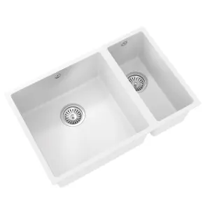 Liquida CM670MW 1.5 Bowl Comite Undermount / Inset Matt White Kitchen Sink