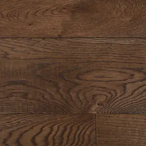 GoodHome Skanor Natural Dark Brown Oak Solid wood flooring, Pack of 1, 1.8m²