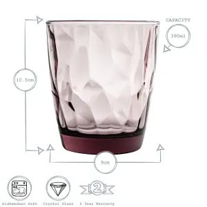 Bormioli Rocco - Diamond Water Glasses - 390ml - Purple - Pack of 6