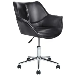 Desk Chair Faux Leather Black NEWDALE