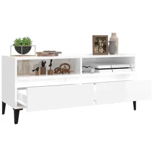 Berkfield TV Cabinet High Gloss White 100x34.5x44.5 cm Engineered Wood