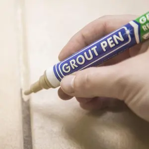 Twin Pack Grout Pen - Designed for restoring tile grout in bathrooms & kitchens (Beige)