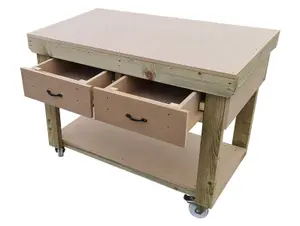 Wooden MDF top workbench, tool cabinet with drawers (V.1) (H-90cm, D-70cm, L-180cm) with wheels