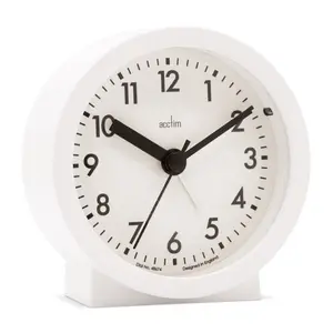 Analogue Quartz Movement / Crystal Alarm Tabletop Clock White