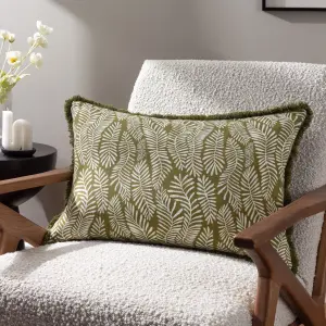 Hoem Frond Abstract 100% Cotton Feather Filled Cushion