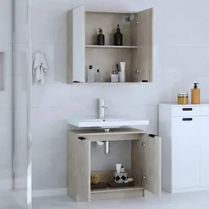 Berkfield 2 Piece Bathroom Cabinet Set Concrete Grey Engineered Wood