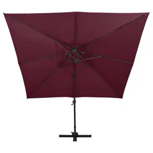 Berkfield Cantilever Umbrella with Double Top 300x300 cm Bordeaux Red