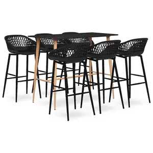 Berkfield 7 Piece Bar Set Black