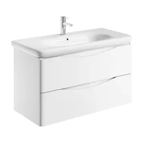 Eden 900mm Wall Hung Vanity Unit in Gloss White & Link Resin Basin