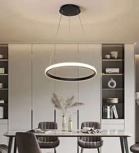 LED Chandelier Light Ring Chandelier Black 60cm