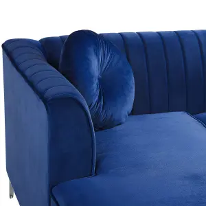 Corner Sofa TIMRA Navy Blue Velvet Right Hand