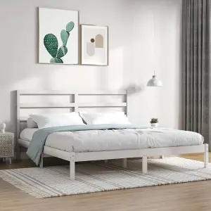 Berkfield Bed Frame White Solid Wood 180x200 cm 6FT Super King