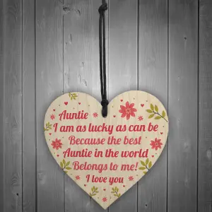 Red Ocean Gifts for Auntie Birthday Gifts Christmas Gifts Wooden Heart Gifts for Sister