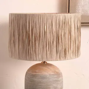 30cm Natural Brown Raffia Cylinder Lampshade Boho Palm Tree Drum Table Lamp Shade