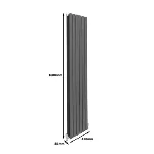 Designer Flat Panel Radiators Anthracite Grey 1600mm x 420mm