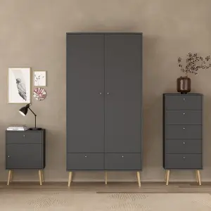 Cumbria Narrow Chest with 5 Drawers (Black)