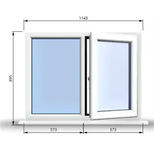 1145mm (W) x 895mm (H) PVCu StormProof Casement Window - 1 RIGHT Opening Window -  Toughened Safety Glass - White