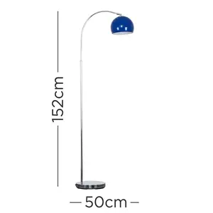 Derosier 152cm Arched Floor Lamp Chrome / Dark Blue