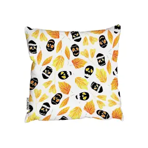 Halloween pattern with ghosts, pumpkins, skulls and autumn leaves (Outdoor Cushion) / 45cm x 45cm