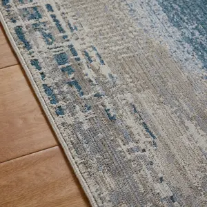 Modern Easy to Clean Blue Abstract Living Room Dining Room Bedroom Rug-240cm X 340cm