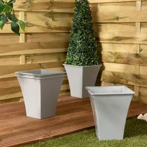 Wham Set 4 Metallica 23cm Square Plastic Planter Upcycle Grey