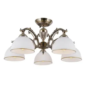 Luminosa Feneza Stylish 5 Light Multi Arm Semi Flush Ceiling Lamp, E27