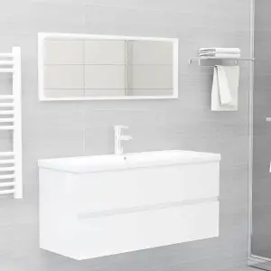 Berkfield Sink Cabinet with Built-in Basin High Gloss White Engineered Wood