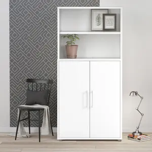 Prima Bookcase 4 Shelves with 2 Doors in White