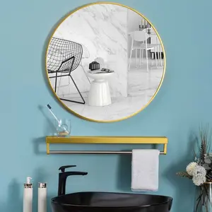 Baum Metal Flat Wall Mirror Gold / 40 cm H x 40 cm W