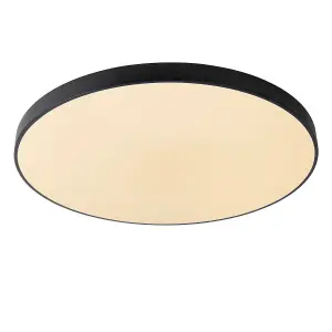 Lucide Unar Modern Flush Ceiling Light 80cm - LED Dim. - 1x80W 2700K - 3 StepDim - Black