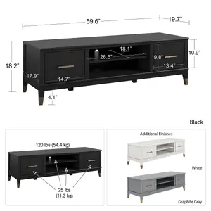 Westerleigh TV-Stand with Doors in Black