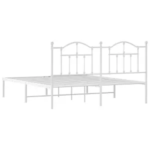 Berkfield Metal Bed Frame with Headboard White 183x213 cm