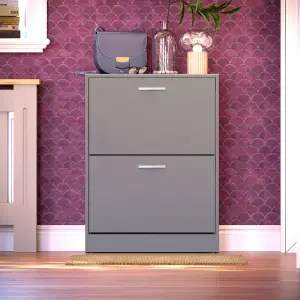 Vida Designs 2 Drawer Shoe Storage Cabinet Grey